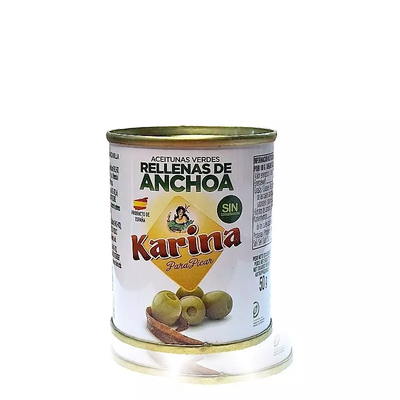 Hiszpańskie zielone oliwki z anchois puszka 125ml