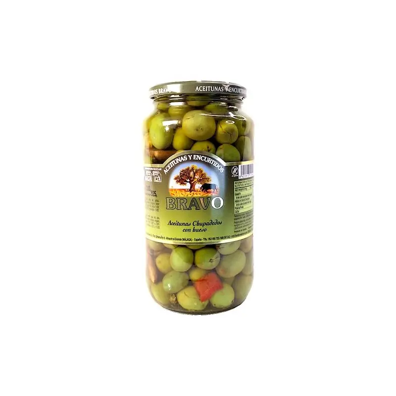 Hiszpańskie oliwki zielone w zalewie gniecione Chupadedos słoik 525g