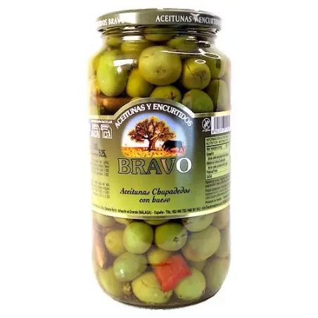 Hiszpańskie oliwki zielone w zalewie gniecione Chupadedos słoik 525g