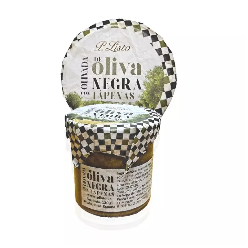 Hiszpańska pasta kanapkowa z czarnych oliwek z kaparami Tapenada