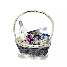 Zestaw prezentowy w koszyku z wikliny