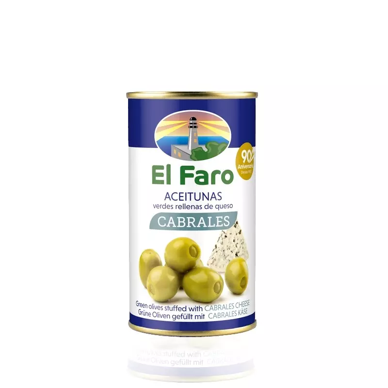Hiszpańskie zielone oliwki faszerowane serem pleśniowym puszka 370 ml