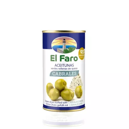 Hiszpańskie zielone oliwki faszerowane serem pleśniowym puszka 370 ml