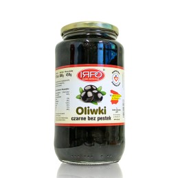 Hiszpańskie oliwki czarne drylowane, bez pestek słoik szklany 935 ml