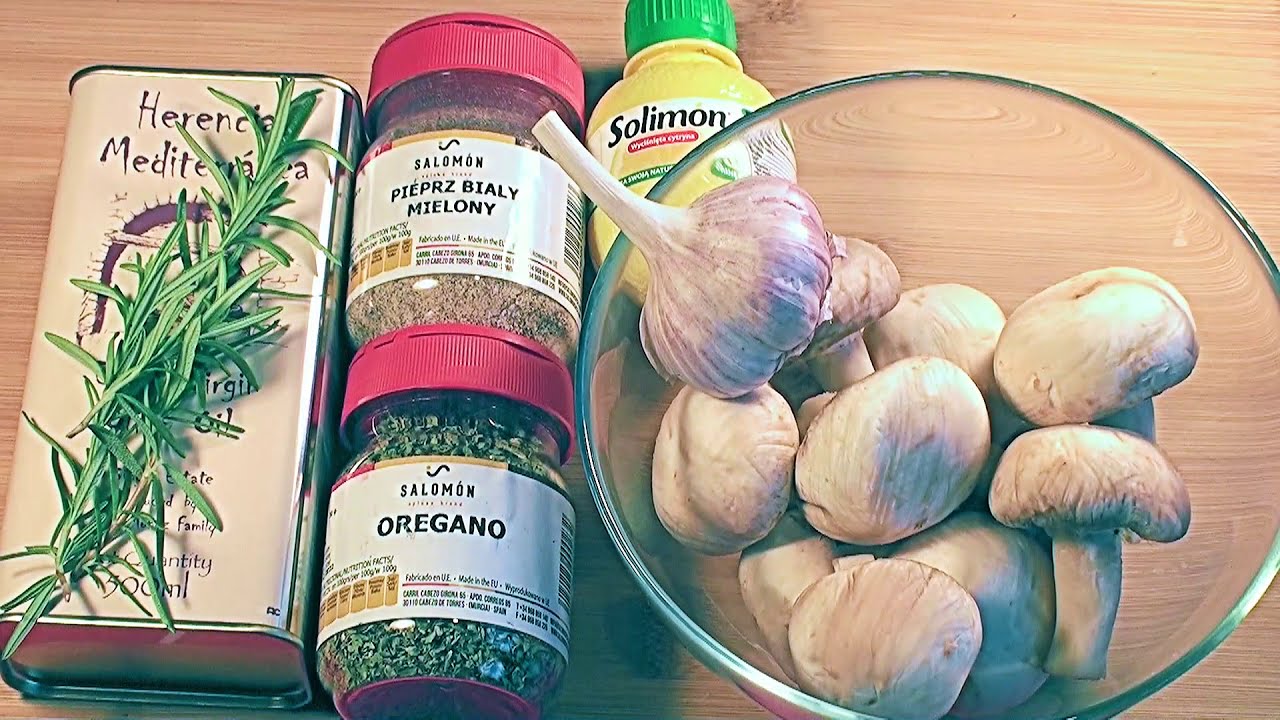 Pieczarki pieczone w ziołowej marynacie z oliwą z oliwek. Gotuj z IRPO